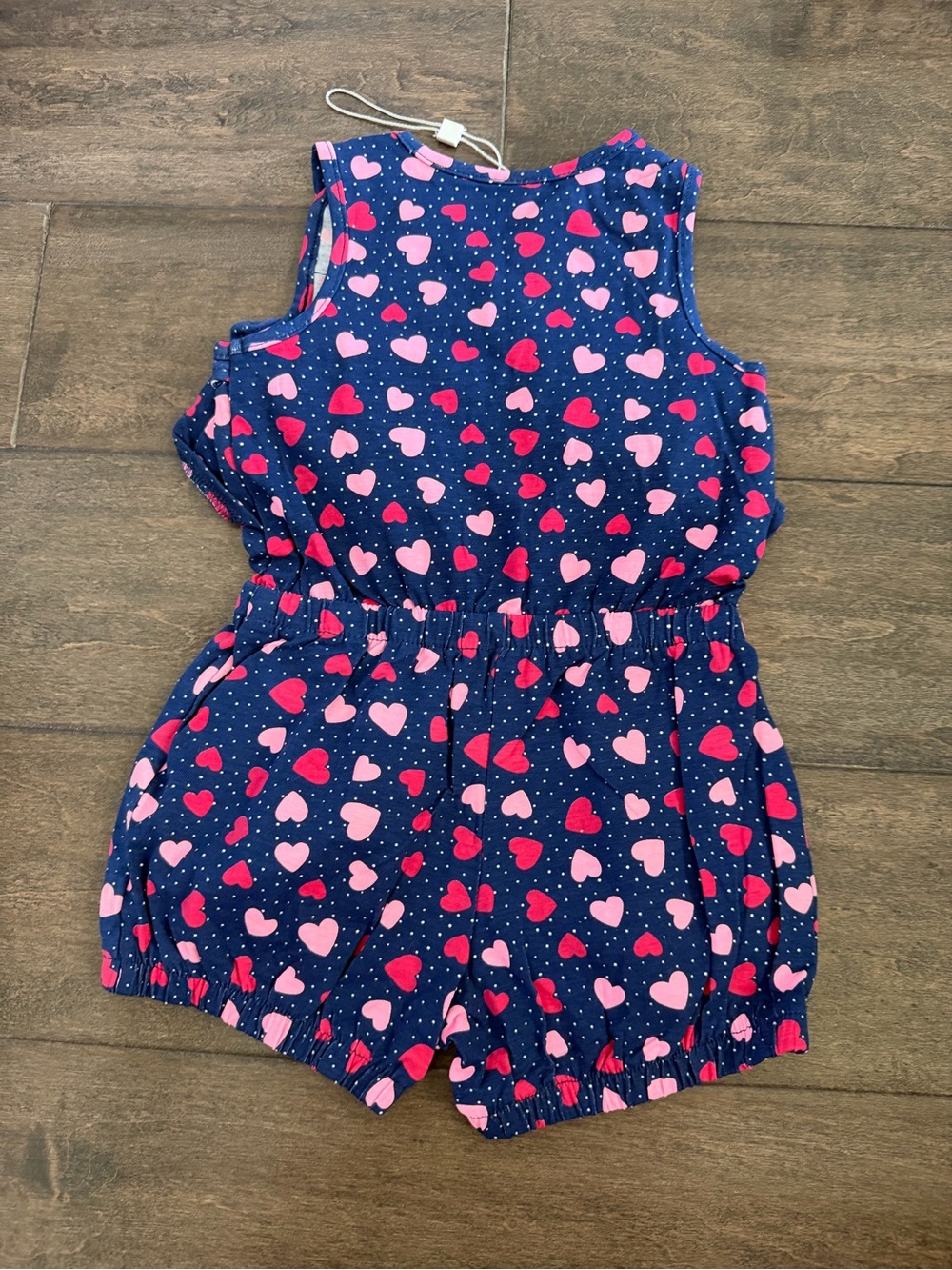 Navy Heart-Print Ruffle Romper for Girls - Picture 3 of 3